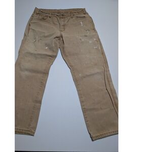Dickies DU202RBD Relaxed Fit Duck Canvas Carpntr Pants Tan Mens 36x30 Distressed